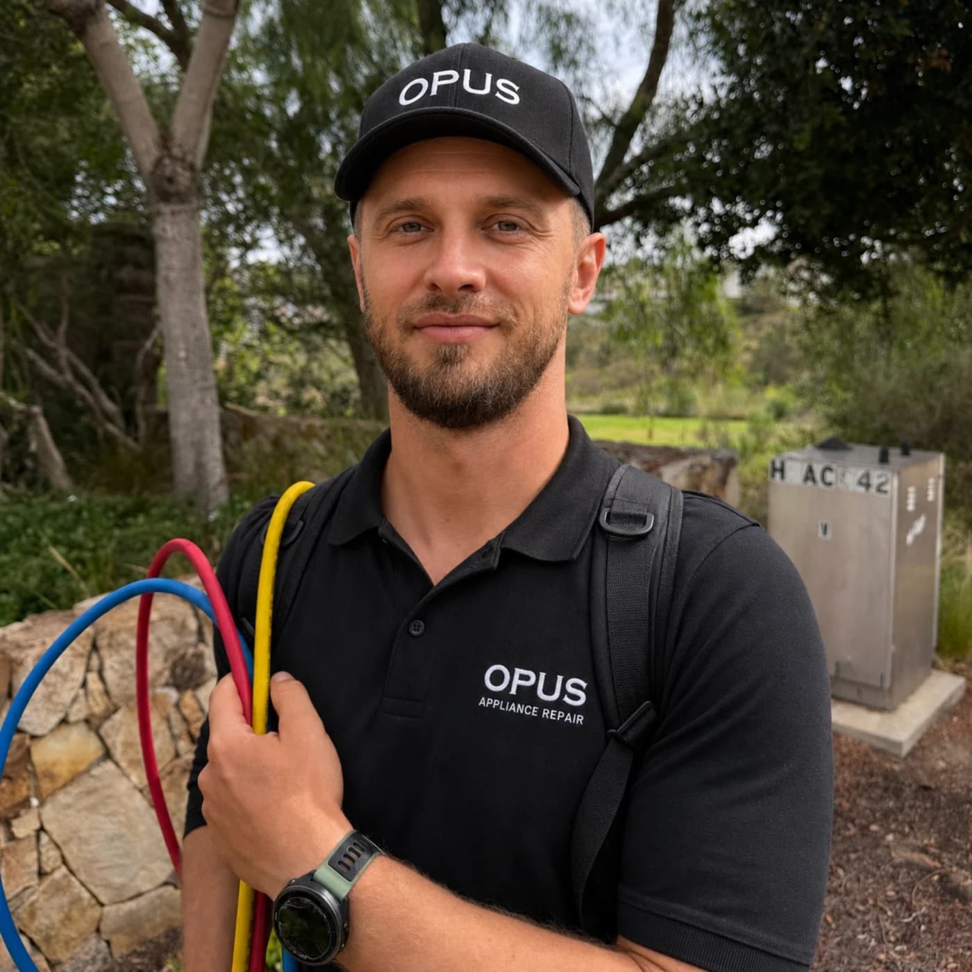 OPUS senior technician Andrew — handles KitchenAid refrigerator cooling repairs across San Diego