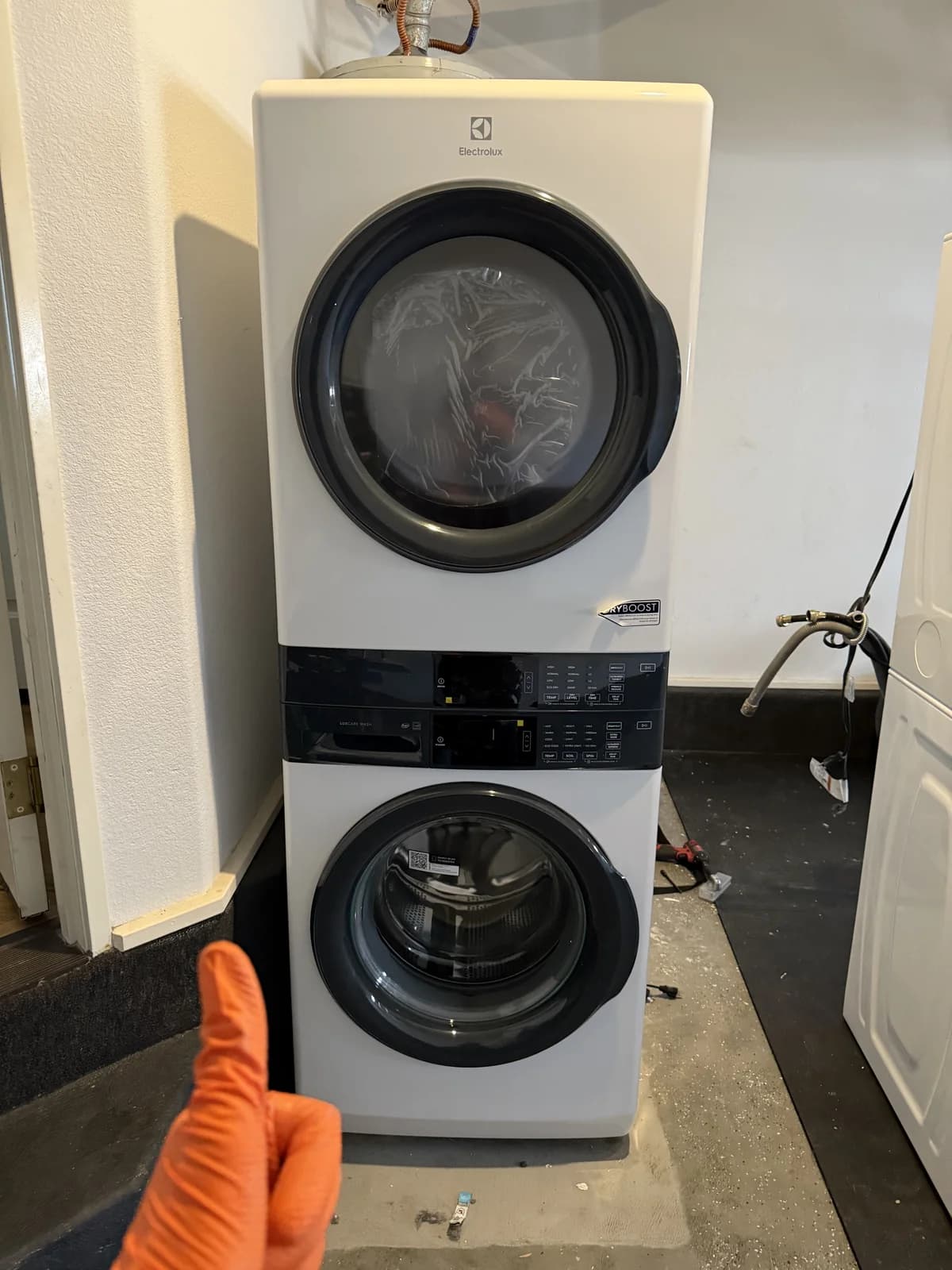 Electrolux washer and dryer stackable laundry tower serviced by OPUS in San Diego