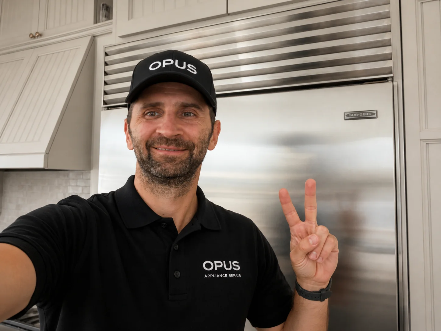 Yurii servicing a Sub-Zero refrigerator — OPUS service in Rancho Santa Fe