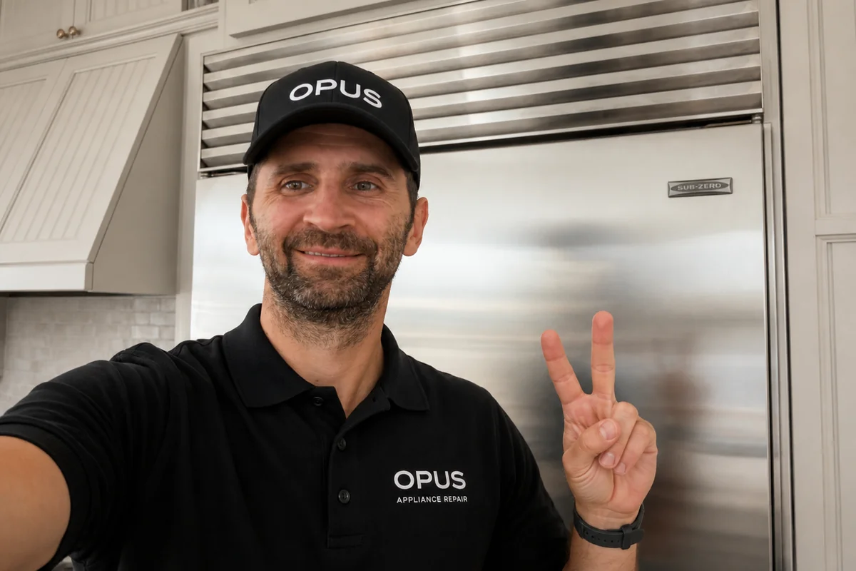 Yurii completing a Sub-Zero refrigerator service — OPUS service in Escondido